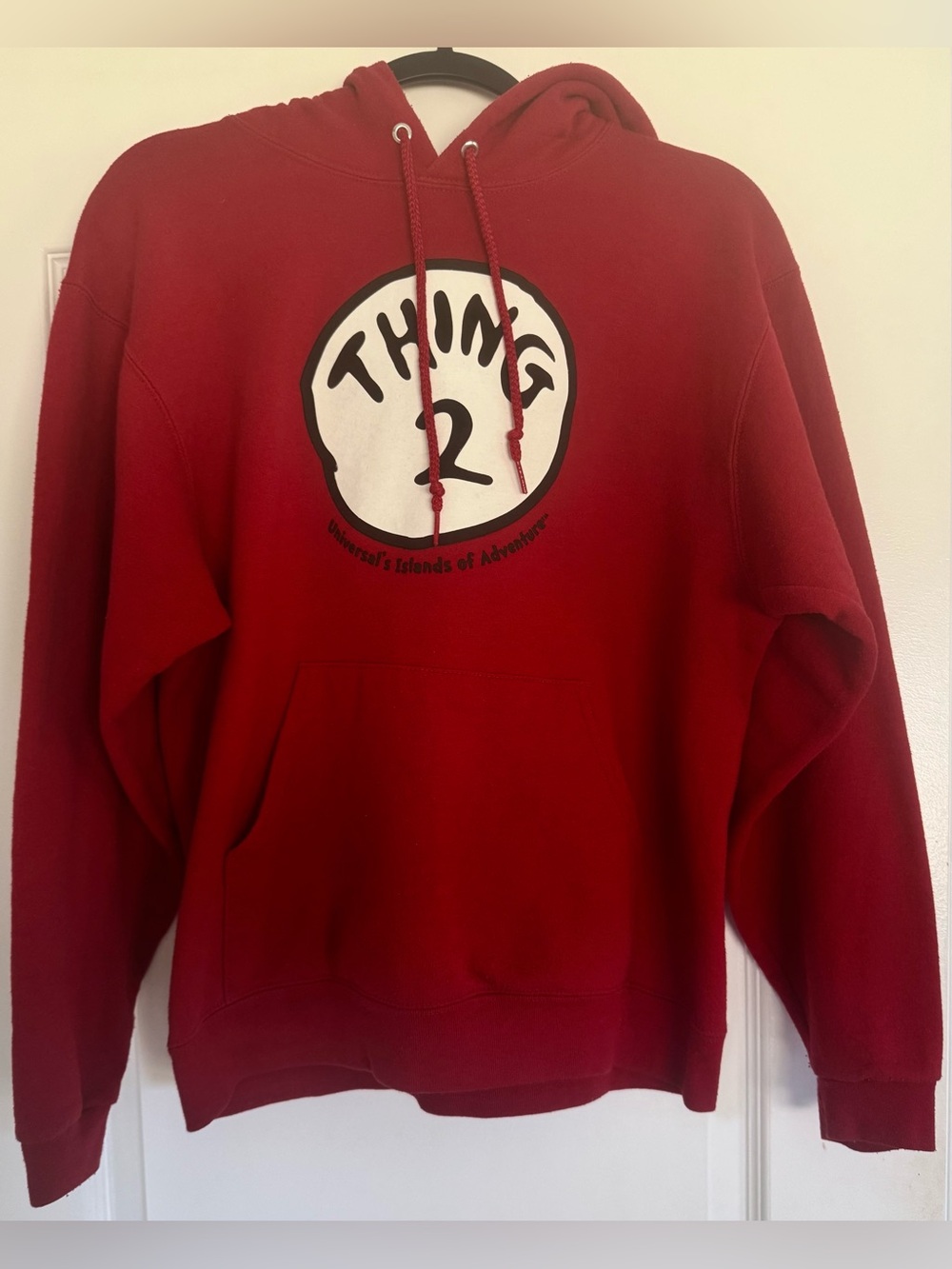 Universal Studios Thing 2 Hoodie Dr Seuss Red Pullover Size M